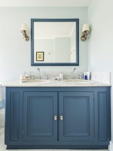 Çift Kapaklı Mavi Renk Banyo Dolabı
