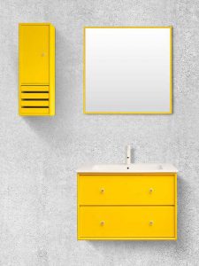 Modern Tasarımlı Sarı Renk Banyo Dolabı Modeli