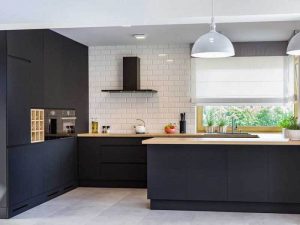 Modern Tarz siyah beyaz mutfak dolapları