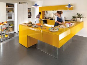 modern sarı mutfak dolabı